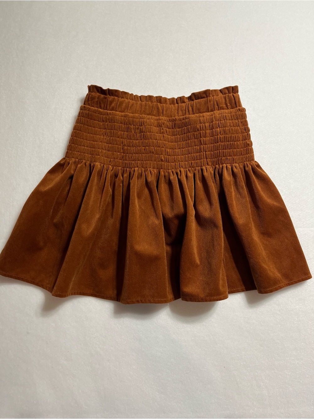 Gianni Bini Rust Brown Velvet Shirred Skater Mini Skirt